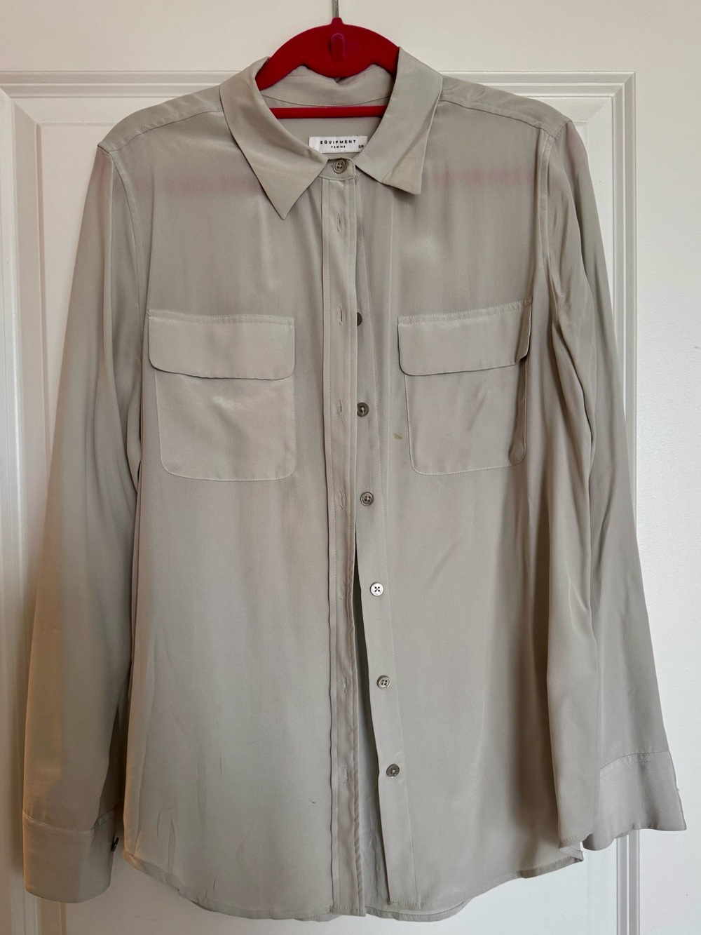 Equipment Silk Button-Down Shirt in Light Beige